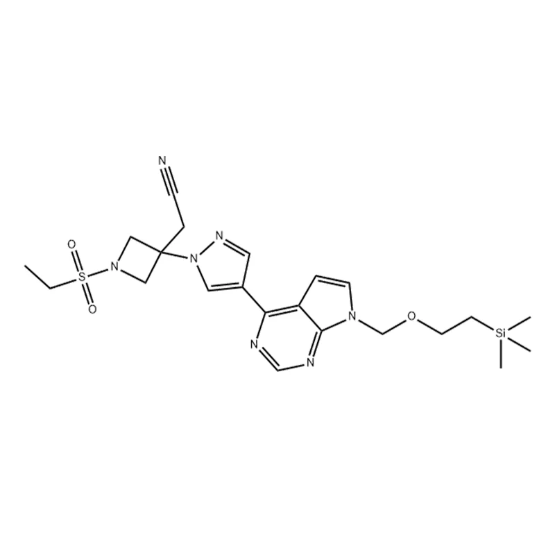 2-(1-(etyylisulfonyyli)-3-(4-(7-((2-(trimetyylisilyyli)etoksi)metyyli)-7H-pyrrolo[2,3-d]pyrimidin-4-yyli)-1 H-pyratsol-1-yyli)atsetidin-3-yyli)asetonitriili