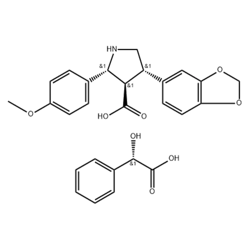 3-pyrrolidiinikarboksyylihappo, 4-(1,3-bentsodioksol-5-yyli)-2-(4-metoksifenyyli)-, (2R,3R,4S)-, (aS)-a-hydroksibentseeniasetaatti
