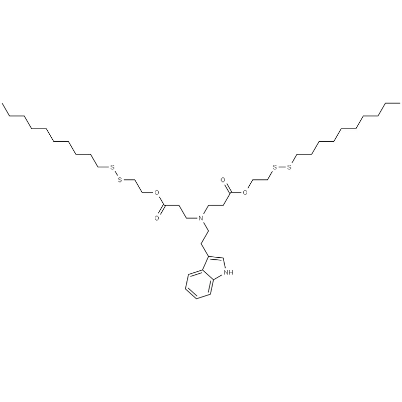 Bis(2-(dekyylidisulfaneyyli)etyyli)-3,3'-((2-(1H-indol-3-yyli)etyyli)atsaanidiyyli)dipropionaatti