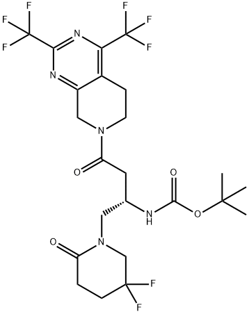 tert-butyyli-((1S)-3-{2,4-bis(trifluorimetyyli)-5,8-dihydropyrido[3,4-d]pyrimidin-7(6H)-yyli}-1-[(5,5-difluori-2-oksopiperidin-1-yyli)metyyli]-3-oksopropyyli)karbamaatti