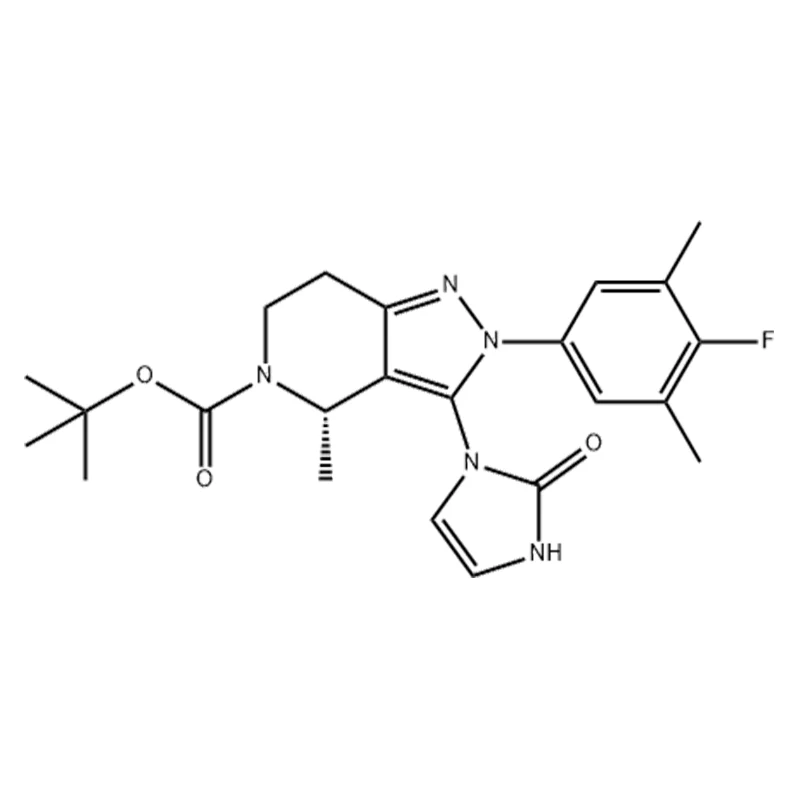 tert-butyyli (S)-2-(4-fluori-3,5-dimetyylifenyyli)-4-metyyli-3-(2-okso-2,3-dihydro-1 H-imidatsol-1-yyli)-2,4,6,7-tetrahydro-5H-pyratsolo[4,3-c]pyridiini-5-karboksylaatti