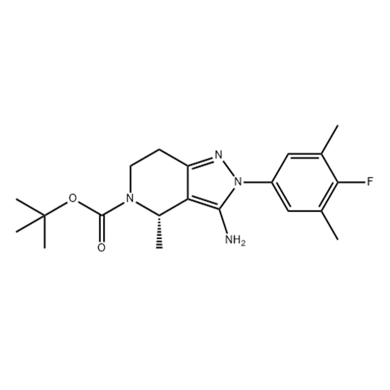 tert-butyyli-(S)-3-amino-2-(4-fluori-3,5-dimetyylifenyyli)-4-metyyli-2,4,6,7-tetrahydro-5H-pyratsolo[4,3-c]pyridiini-5-karboksylaatti